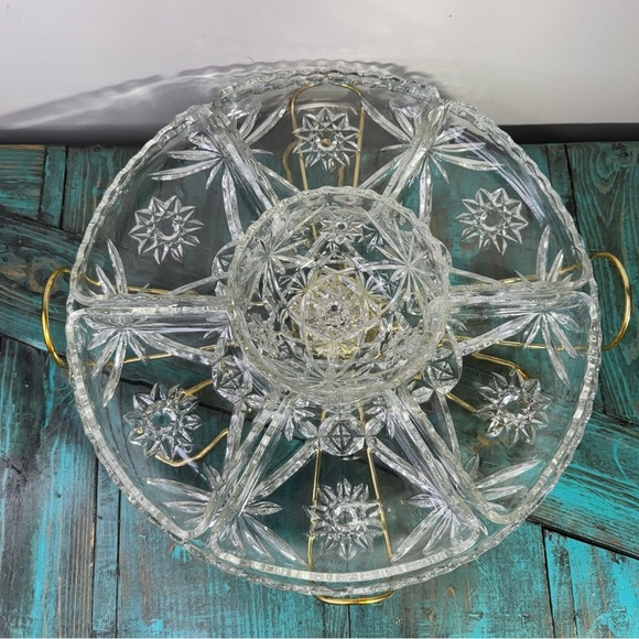 MCM Anchor Hocking Prescut Star of David 9 Piece Glass Lazy Susan - Picture 5 of 9